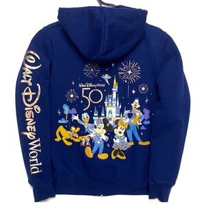 Walt Disney World 50th Anniversary Mickey & Friends Navy Zip Up Sweatshirt
